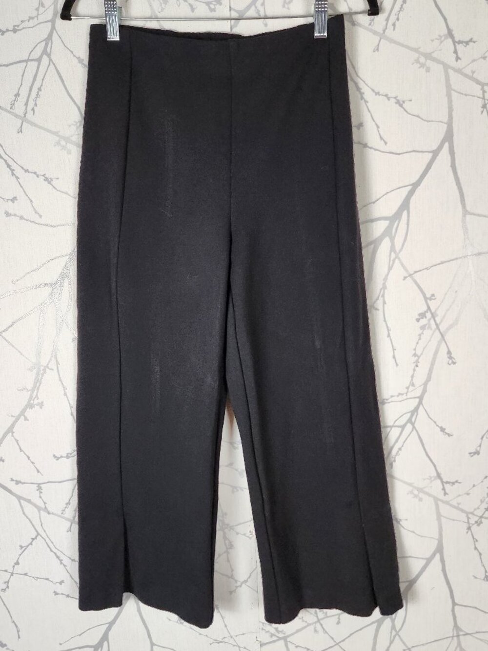 Joseph Ribkoff Ponte Knit Pull On Pleat Hem Wide Leg Crop Trousers